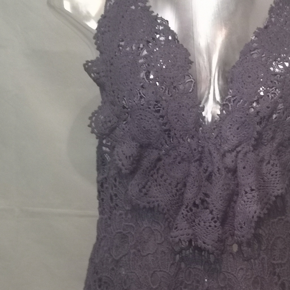 Upcycled Crochet Lace Ruffle Top - Picture 3 of 8
